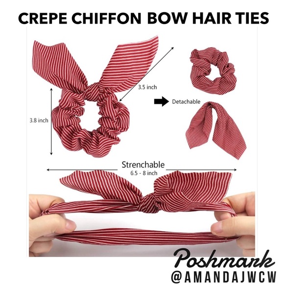 Chiffon Bow Hair Tie Scrunchie - Pink - Picture 3 of 9